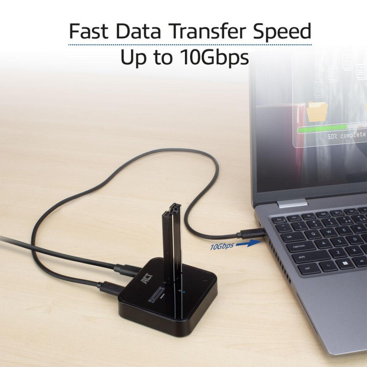 Двойна SSD докинг станция ACT, M.2 NVMe/PCIe за клониране, USB-C 3.2 Gen2 10 Gbps - AC1502 - 6