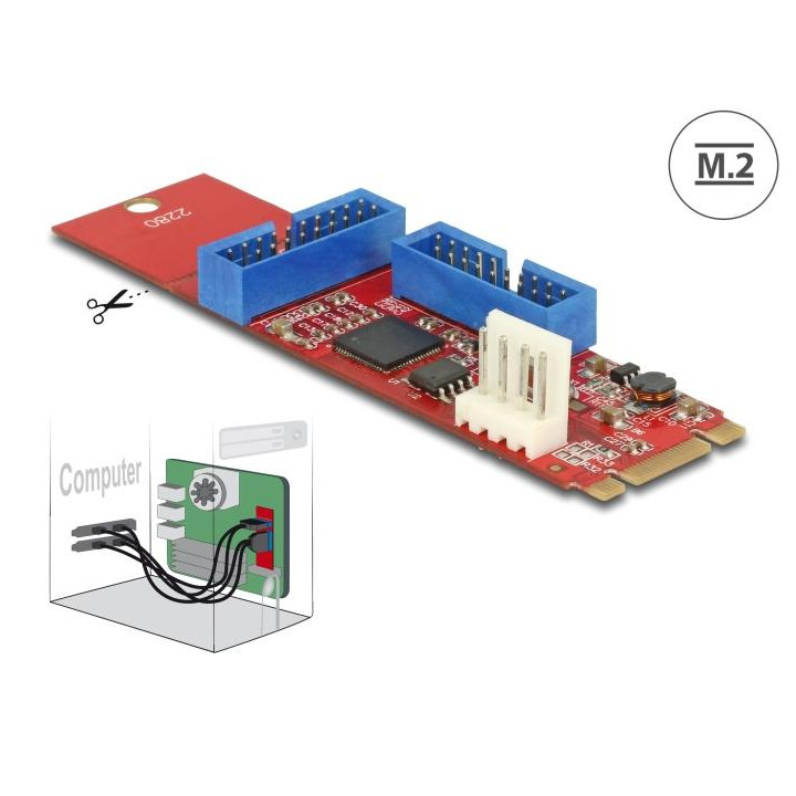 Адаптер DeLock, M.2 Key B+M към 2x USB 5 Gbps - 62843 - 1