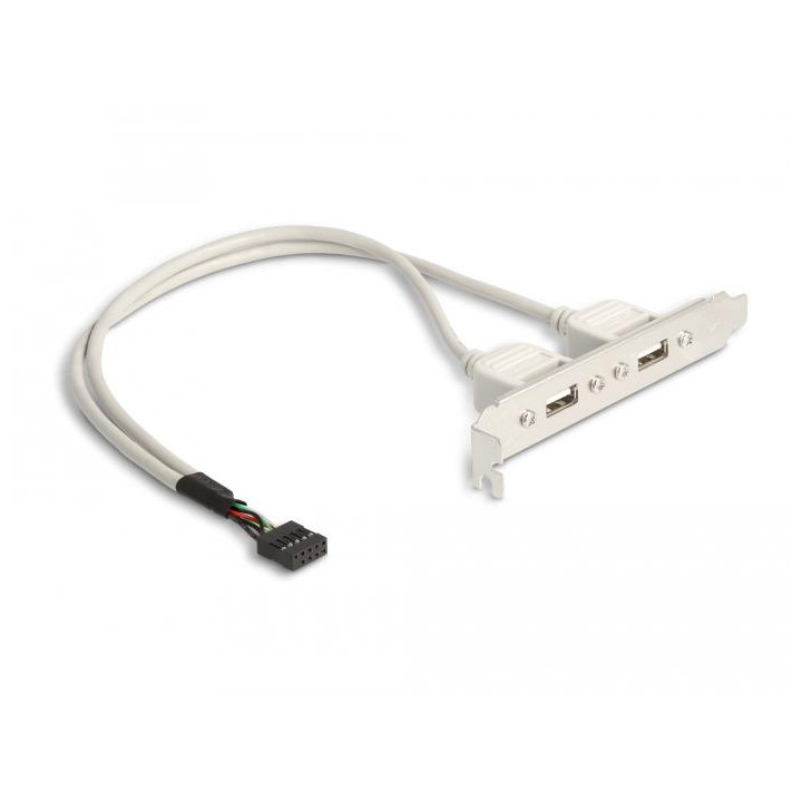 Скоба DeLock, USB 10 pin към 2 x USB 2.0 Type A - 71000 - 1