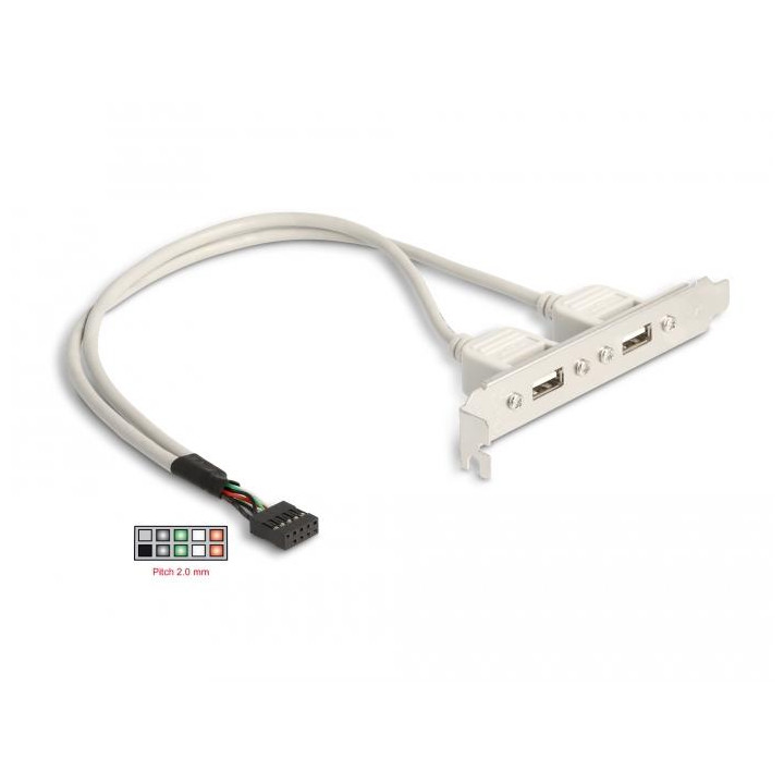 Скоба DeLock, USB 10 pin към 2 x USB 2.0 Type A - 71000 - 2