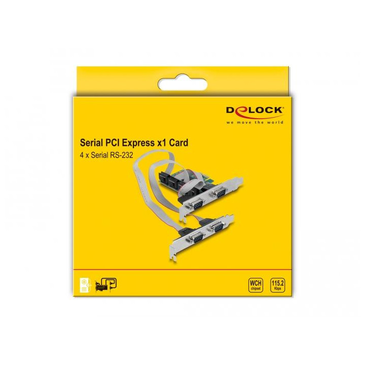 PCI Express карта DeLock, 4 x Serial RS-232 - 90410 - 4