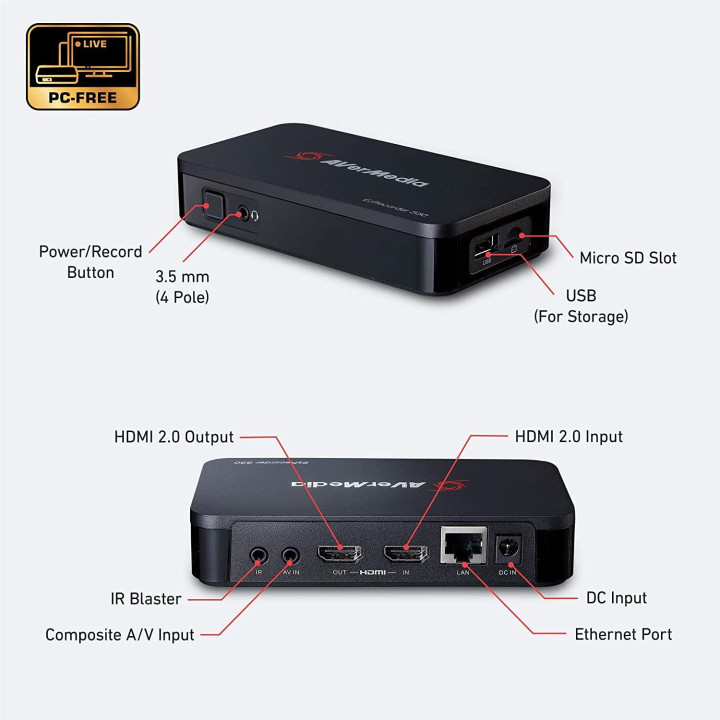 Външен кепчър AVerMedia EZRecorder 330, USB 2.0, H.264/H.265 - 61ER330000AB - 2
