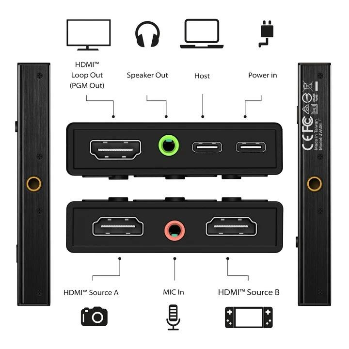 Видео кепчър j5create JVA06, Dual HDMI, USB 3.0 Type-C - 2