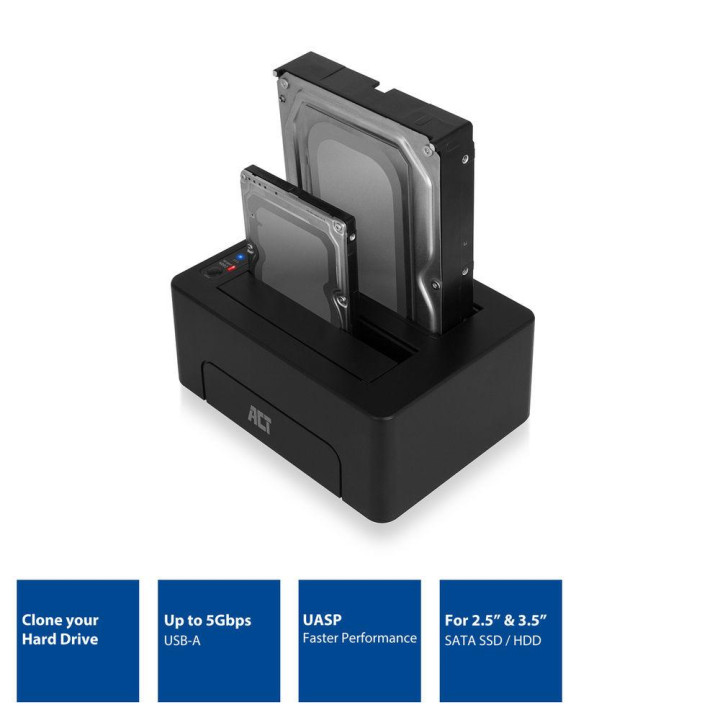 Докинг станция ACT AC1504, USB 3.1 Gen1 за 2.5"/3.5" HDD/SSD - AC1504 - 5