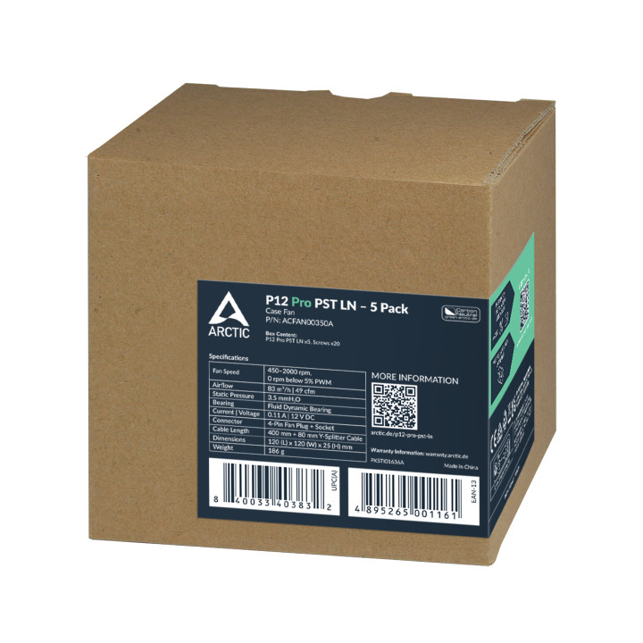 Комплект вентилатори ARCTIC P12 Pro PST, 120mm PWM 5-Pack - ACFAN00350A - 7