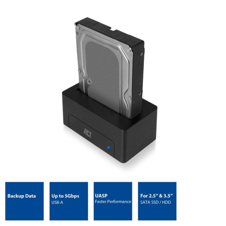 Докинг станция ACT AC1500, USB 3.1 Gen1, За 2.5"/3.5" SATA HDD/SSD - EWENT-ACT-HDD-AC1500 - 3