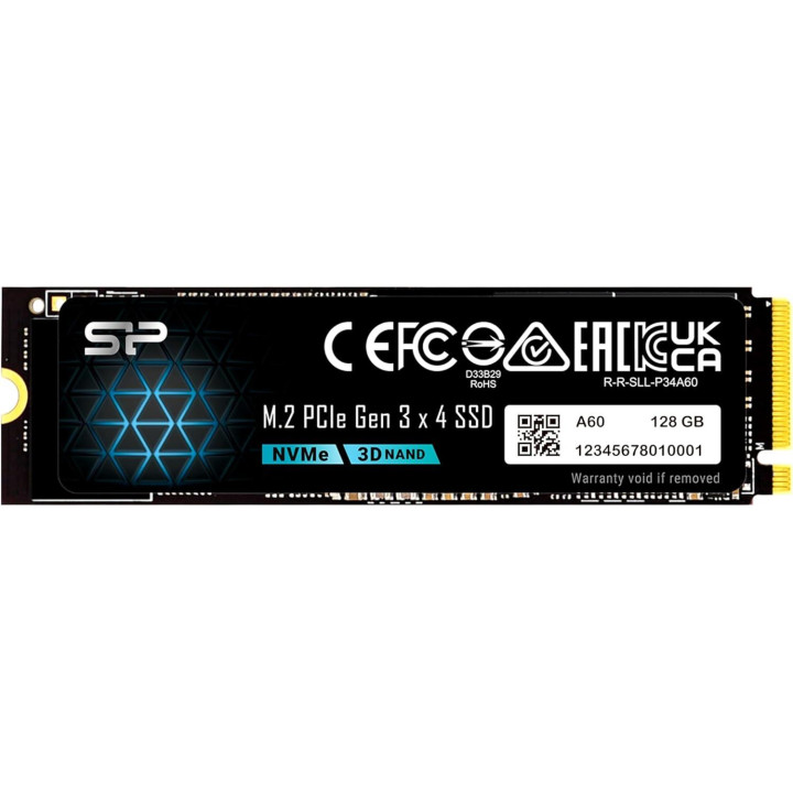 SSD диск Silicon Power A60, 128GB NVMe PCIe Gen 3x4 M.2-2280 - SP128GBP34A60M28 - 1