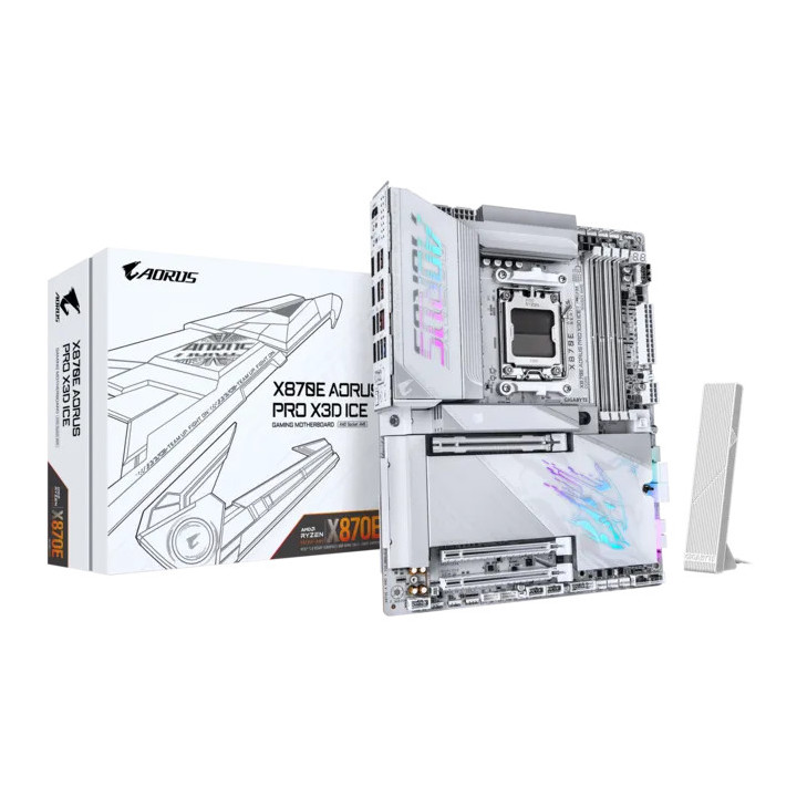 Дънна платка GIGABYTE X870E AORUS PRO X3D ICE (Rev. 1.0), 4xDDR5, 4xSATA3, 4xM.2, 3xPCIEx16, WiFi 7 - X870E A PRO X ICE - 1