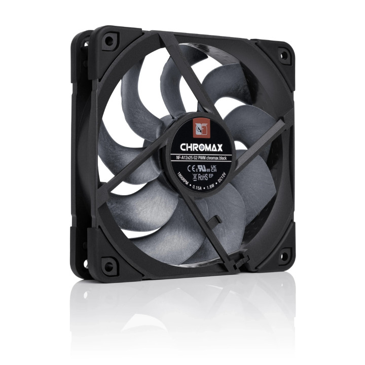 Вентилатор Noctua NF-A12x25 G2 PWM chromax.black, 120mm, 1800 RPM, 22.5 dBA - NF-A12x25-G2-PWM-CH.BK - 5