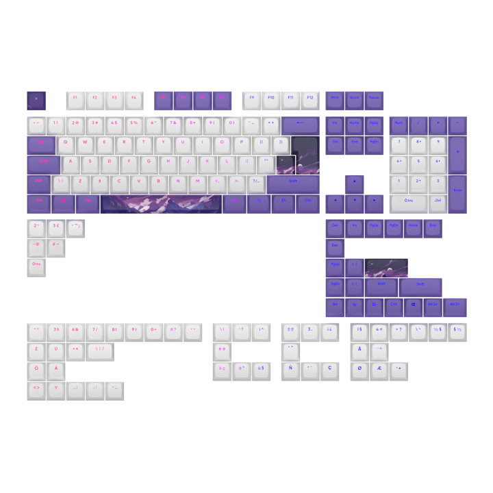 Капачки за механична клавиатура Dark Project Violet Horizons PBT, ANSI, ISO - 1