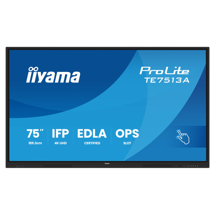 Интерактивен дисплей IIYAMA TE7513A-B1AG, 75" 4K UHD IPS сензорен, Quad-core A73, 8GB RAM, 128GB, Android 14 - 1