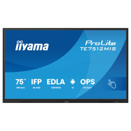 Интерактивен дисплей IIYAMA TE7512MIS-B4AG, 75" 4K VA Touch, Octa-Core A72/A53, 8GB RAM, 128GB Storage, Android 14 - TE7512MIS-B