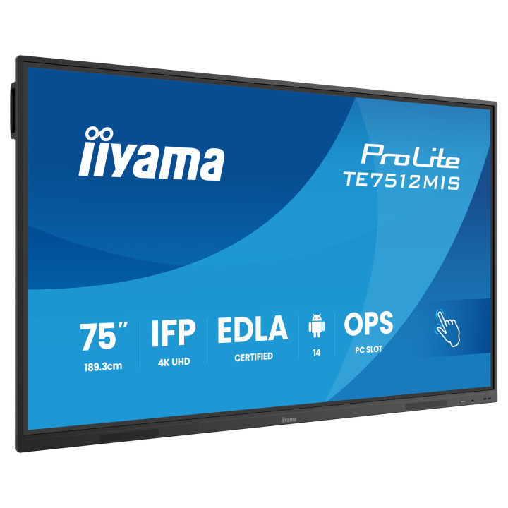 Интерактивен дисплей IIYAMA TE7512MIS-B4AG, 75" 4K VA Touch, Octa-Core A72/A53, 8GB RAM, 128GB Storage, Android 14 - TE7512MIS-B