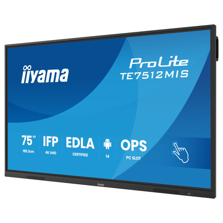 Интерактивен дисплей IIYAMA TE7512MIS-B4AG, 75" 4K VA Touch, Octa-Core A72/A53, 8GB RAM, 128GB Storage, Android 14 - TE7512MIS-B