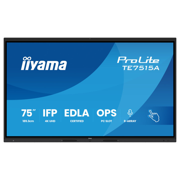 Интерактивен дисплей IIYAMA TE7515A-B1AG, 74.5" 4K UHD IPS, Octa-Core A72/A53, 16GB RAM, 128GB Storage, Android 14 - TE7515A-B1A