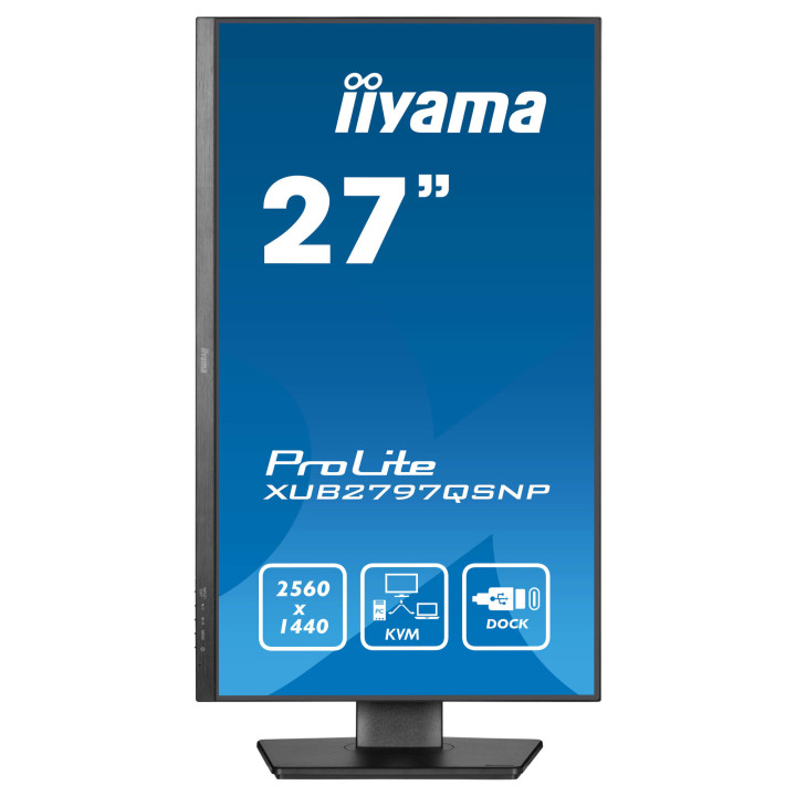 Монитор IIYAMA XUB2797QSNP-B1, 27" QHD IPS, 2560x1440, 100Hz и USB-C Docking станция с Power Delivery 96W - 2