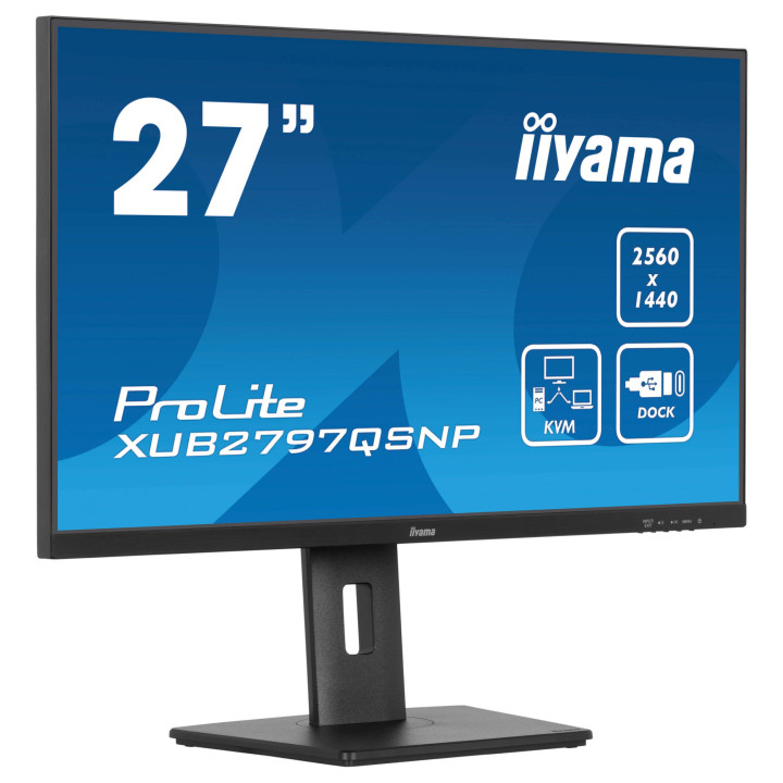 Монитор IIYAMA XUB2797QSNP-B1, 27" QHD IPS, 2560x1440, 100Hz и USB-C Docking станция с Power Delivery 96W - 3