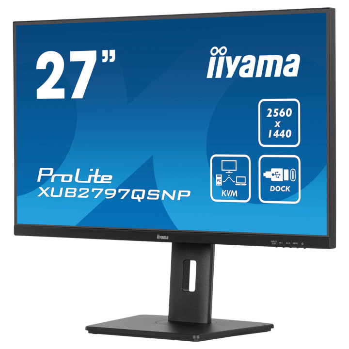 Монитор IIYAMA XUB2797QSNP-B1, 27" QHD IPS, 2560x1440, 100Hz и USB-C Docking станция с Power Delivery 96W - 4