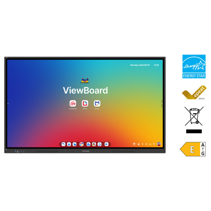 Интерактивен дисплей ViewSonic IFP7534, 75" 4K LED Infrared Multi Touch, Quad Core, 8GB RAM, 128GB Storage, Android 14 - 1