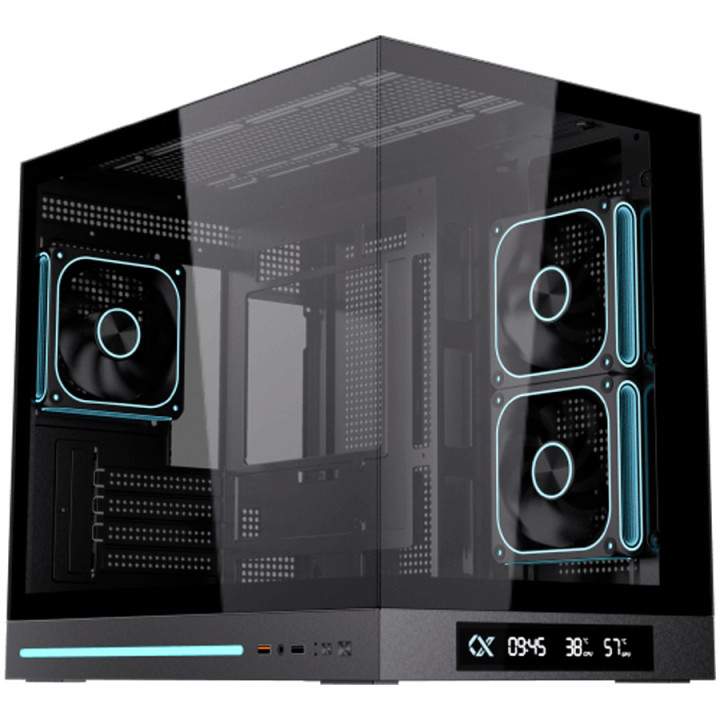 Компютърна кутия XIGMATEK Cloud M DGT 3AF, Midi Tower, Micro ATX, LCD дисплей, Темпериран стъкло, ARGB LED - EN49637 - 1