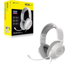 Геймърски слушалки Corsair HS35 v3, с микрофон, кабелни, 3.5mm/USB, бели - CA-9011400-WW - 1