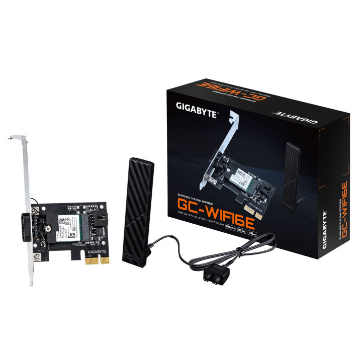 Безжична карта GIGABYTE GC-WIFI6E, WiFi 6E 2x2 802.11ax 2400Mbps, Bluetooth 5.2 - 1