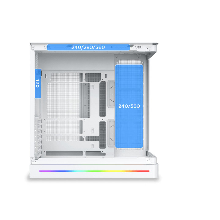 Кутия за компютър XIGMATEK PANO II AIR Arctic, Midi Tower, EATX, Mesh Top, Закалено стъкло, Бял - EN48524 - 6