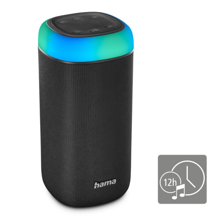 Bluetooth мобилна колонка Hama Shine 2.0, 30W, LED, Защита от вода, Черен - 188228