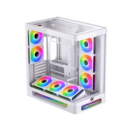 Компютърна кутия XIGMATEK Heaven Arctic EN49583, Midi Tower, Extended ATX, Бяла, Закалено стъкло, RGB LED, Поддръжка за водно ох