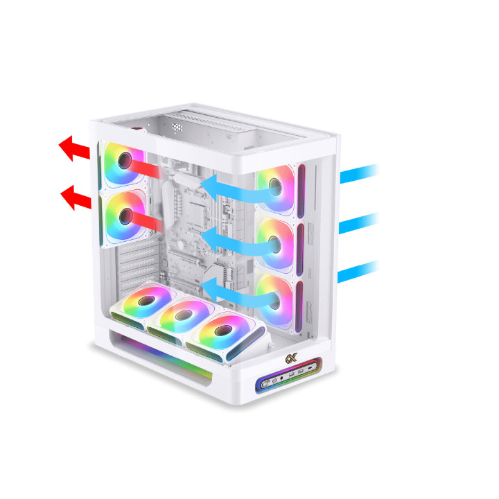 Компютърна кутия XIGMATEK Heaven Arctic EN49583, Midi Tower, Extended ATX, Бяла, Закалено стъкло, RGB LED, Поддръжка за водно ох
