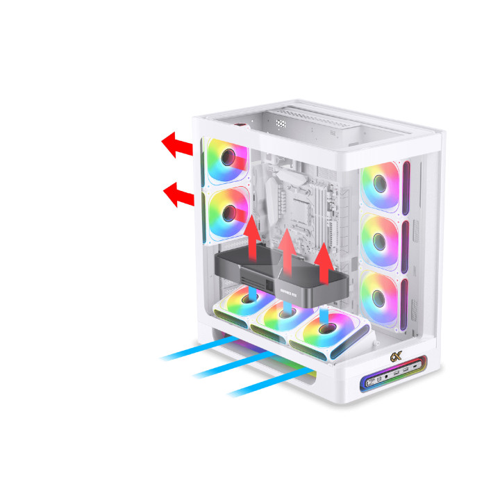 Компютърна кутия XIGMATEK Heaven Arctic EN49583, Midi Tower, Extended ATX, Бяла, Закалено стъкло, RGB LED, Поддръжка за водно ох