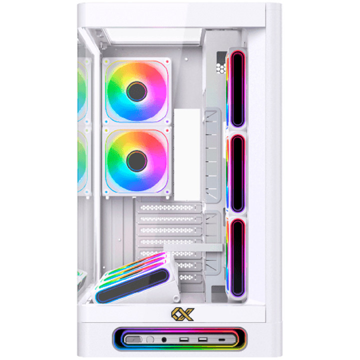 Компютърна кутия XIGMATEK Heaven Arctic EN49583, Midi Tower, Extended ATX, Бяла, Закалено стъкло, RGB LED, Поддръжка за водно ох