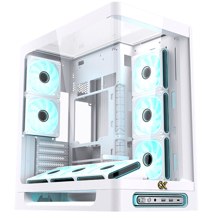Компютърна кутия XIGMATEK Heaven Arctic EN49583, Midi Tower, Extended ATX, Бяла, Закалено стъкло, RGB LED, Поддръжка за водно ох