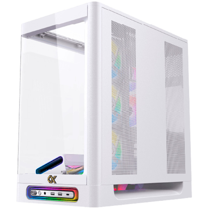 Компютърна кутия XIGMATEK Heaven Arctic EN49583, Midi Tower, Extended ATX, Бяла, Закалено стъкло, RGB LED, Поддръжка за водно ох