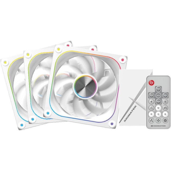 Комплект от три вентилатора XIGMATEK Infinity J22A Arctic, 3x 120mm PWM вентилатори, ARGB LED, бял - EN49835 - 2