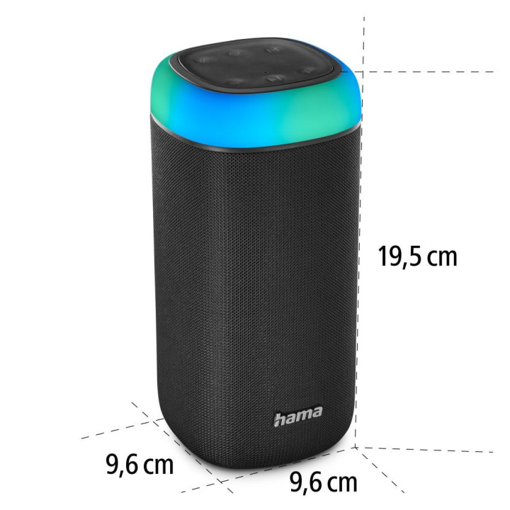 Bluetooth мобилна колонка Hama Shine 2.0, 30W, LED, Защита от вода, Черен - 188228