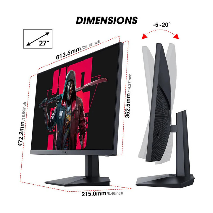 Монитор KOORUI GN02, 27" Full HD VA 240Hz - 7