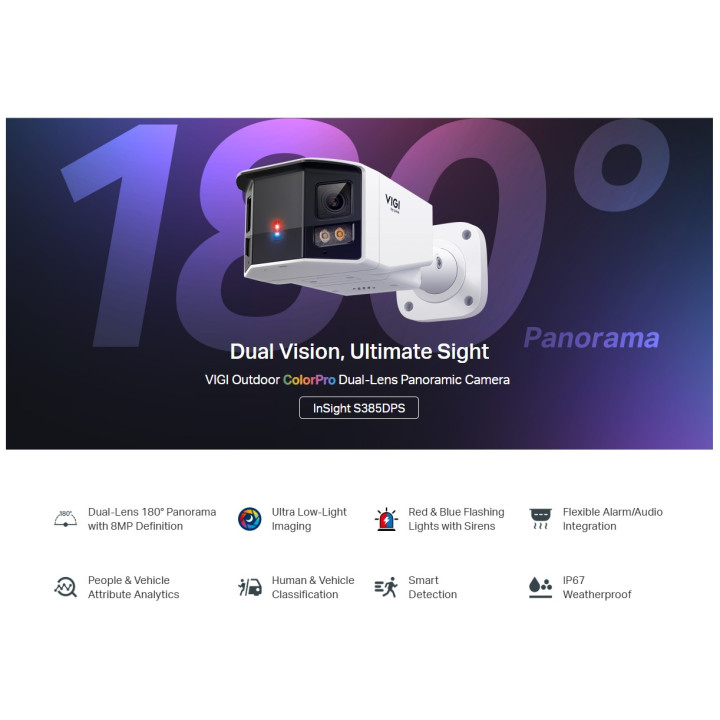 Мрежова камера TP-LINK VIGI InSight S385DPS, 8MP, панорамна външна - InSight S385DPS - 2