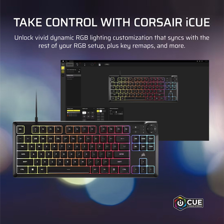Геймърска клавиатура Corsair K55 Core TKL RGB - CH-9216065-NA - 7