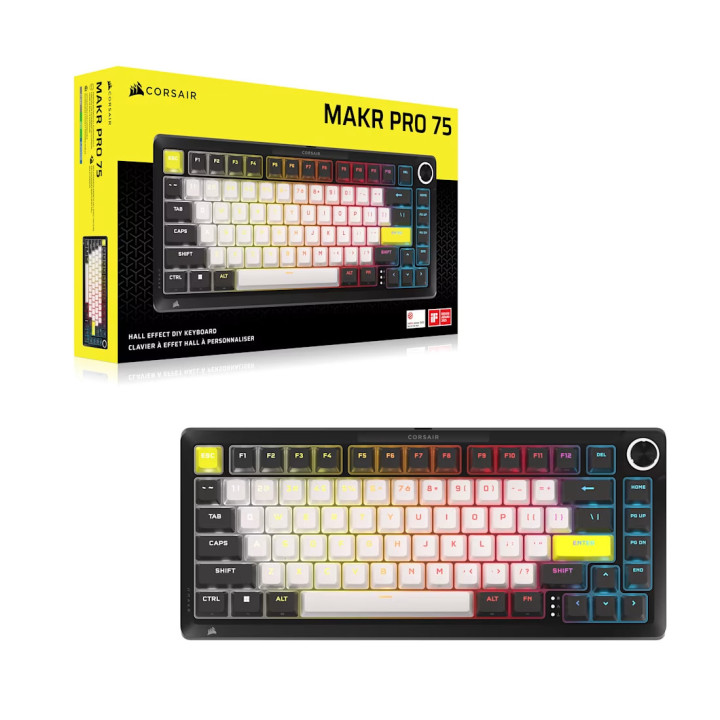 Bluetooth механична геймърска клавиатура Corsair Makr Pro 75, Hall Effect, Carbon - CH-91CE21G-NA - 16