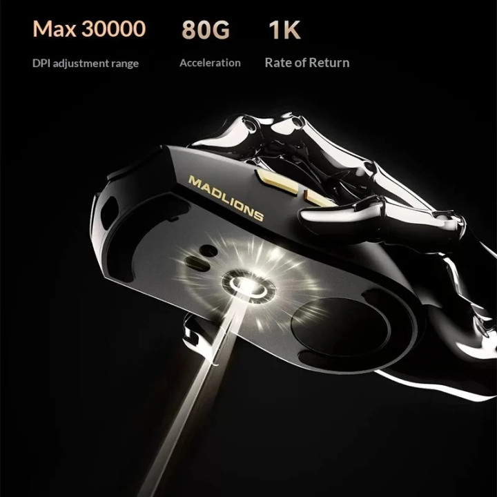 Безжична геймърска мишка Madlions M3 Pro, Mad Catz Custom Sensor, 30000 DPI, 1000Hz, Бяла - M3-PRO-WH - 6