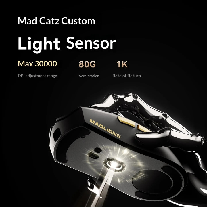 Безжична геймърска мишка Madlions M3 Pro, Mad Catz Custom Sensor, 30000 DPI, 1000Hz, Бяла - M3-PRO-WH - 7