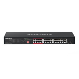 Мрежов комутатор Mercusys MS126CP, 24-портов 10/100 Mbps PoE+, 2-портов Gigabit, Rackmount - 1