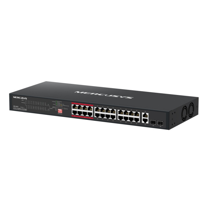 Мрежов комутатор Mercusys MS126CP, 24-портов 10/100 Mbps PoE+, 2-портов Gigabit, Rackmount - 9