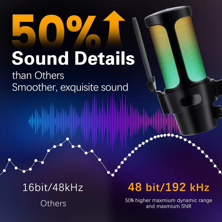 Микрофон VCom M902, USB, RGB подсветка, Cardioid Condenser - VCOM-M902-BK - 2