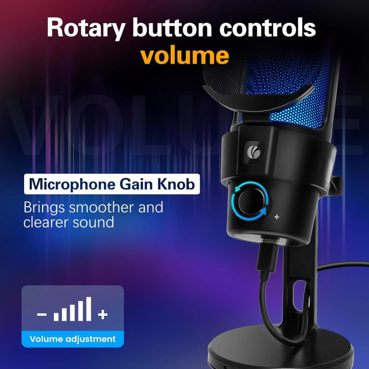 Микрофон VCom M902, USB, RGB подсветка, Cardioid Condenser - VCOM-M902-BK - 5