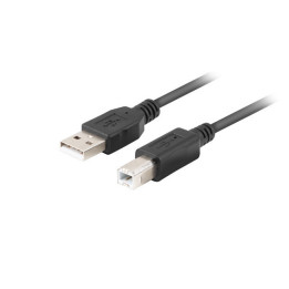 Кабел Lanberg USB-A(M)-USB-B(M) 2.0, 1.8m, Черен - CA-USBA-15CU-0018-BK - 1