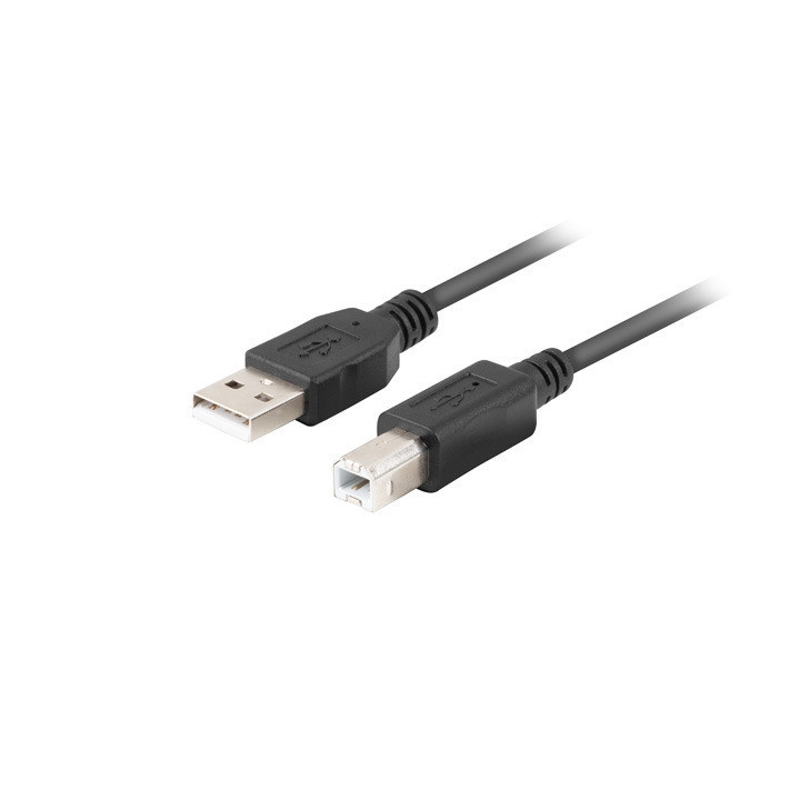 Кабел Lanberg USB-A(M)-USB-B(M) 2.0, 1.8m, Черен - CA-USBA-15CU-0018-BK - 1