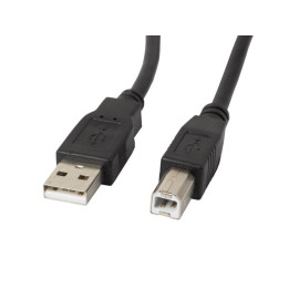 Кабел Lanberg, USB-A (M) - USB-B (M) 2.0 Ferrite 1m черен - CA-USBA-11CC-0010-BK - 1