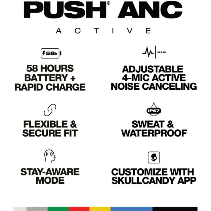 Безжични слушалки Skullcandy Push Active, ANC, TWS, черни/оранжеви - S2PAW-S749 - 3